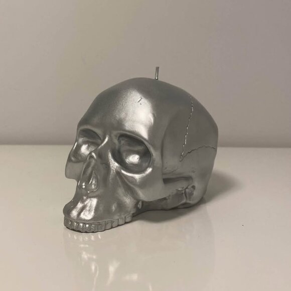 D&L Co. Silver Sculpted Skull Candle - 19.2oz - Picture 1 of 7